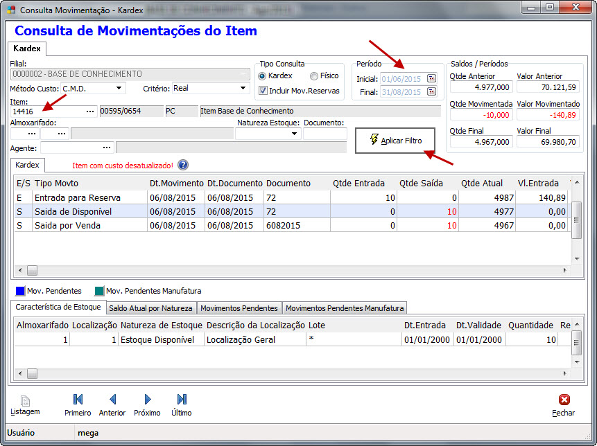 Como Realizar A Consulta Na Ficha Kardex Mega Sistemas 0050